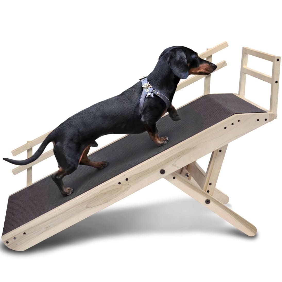 Foldable Non Slip Dog Ramp for Couch, Clear Natural / With Rails