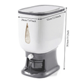 Rice Dispenser with Measuring Cup, Large 6-Chamber Sealed Grain Storage Container, Transparent Window