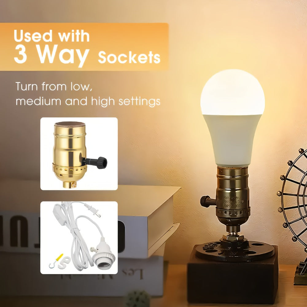 3-Way A19 Light Bulb 50 100 150W Equivalent 1500 Lumens E26 Medium Base – Warm White 2700K & Daylight 5000K Three-Way Bulb for Bedroom