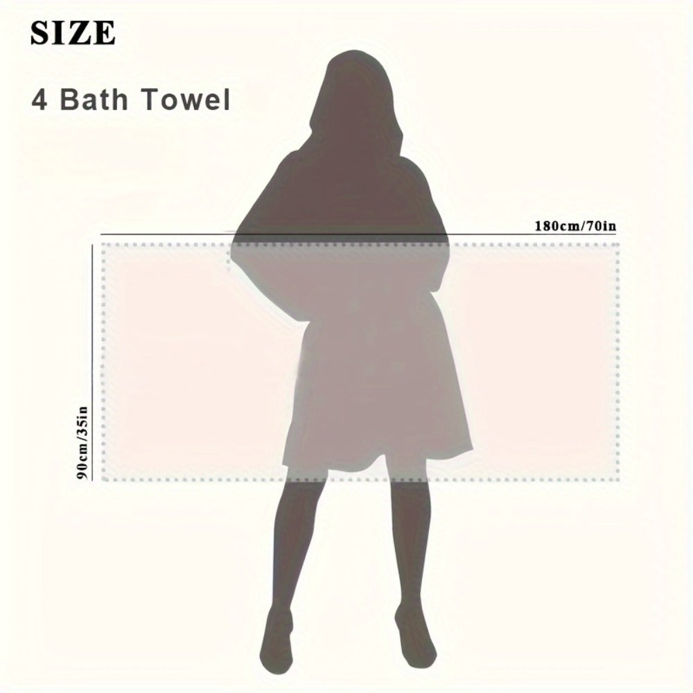 Bath Towels Set 4-Pack Oversized 35 x 70 Inch Microfiber Sheets in 13 Solid Color Options for Home and Guest Use