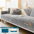 Sofa Cover, Honeycomb Velvet Animal-Embroidered Couch Pad with Backing Detail in Three Colors