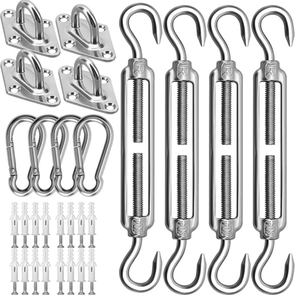 44-Piece Metal Shade Sail Hardware Kit with Weather-Resistant Finish for Patio