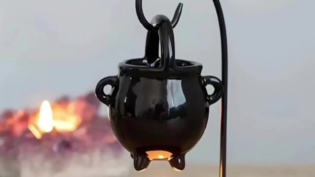 Ceramic Wax Melter Hanging Incense Holder Tealight Diffuser Black Witch Style Home Decor for Everyday Face, Beard and Body Grooming