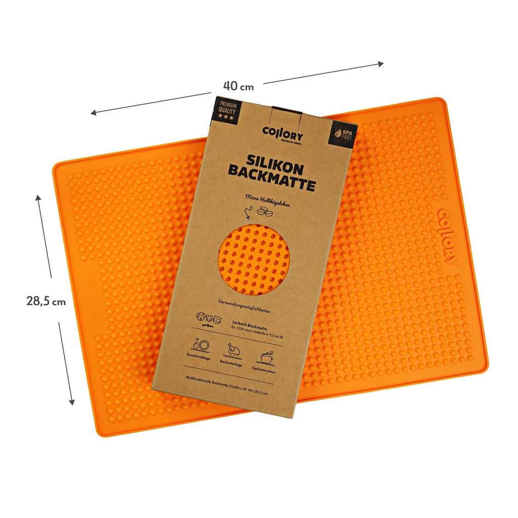 Silicone Dog Treat Baking Mat, Micro Halbkugeln (0.5 cm Ø) - Zwergrassen / Training / Orange