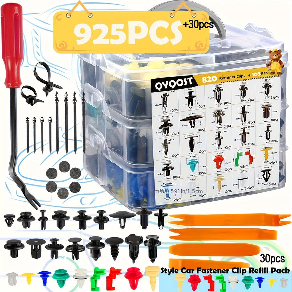 Car Body Fasteners Kit – Snap Rivets, Wing Expansion Screws & Willow Nails, Universal Automotive Retainer Clips for Car Body Panels