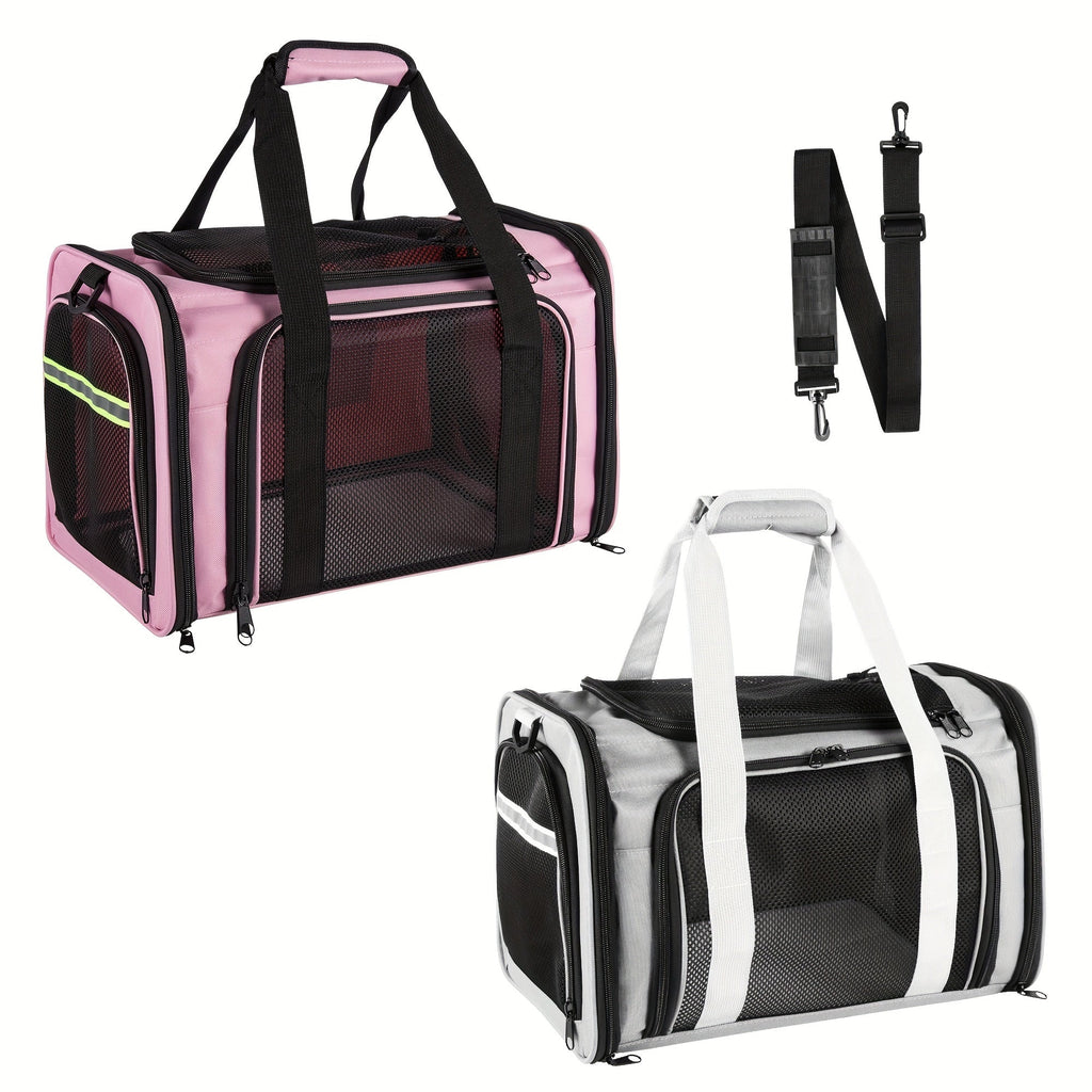 Airline Approved Pet Carrier Soft Sided – TSA Compliant, Collapsible Travel Bag for Small Medium Cats & Dogs Under 15 lbs, Breathable Mesh