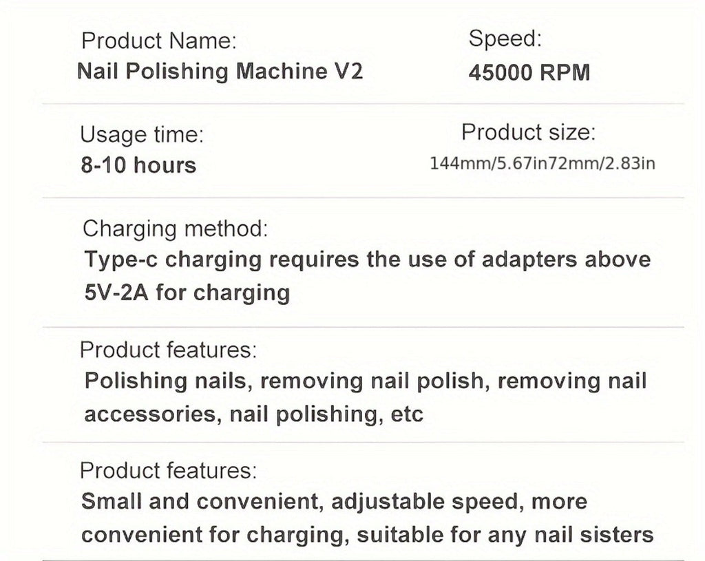 Electric Nail Drill 45000 RPM Cordless Kit with Power Display, Adjustable Speed and Three Colors
