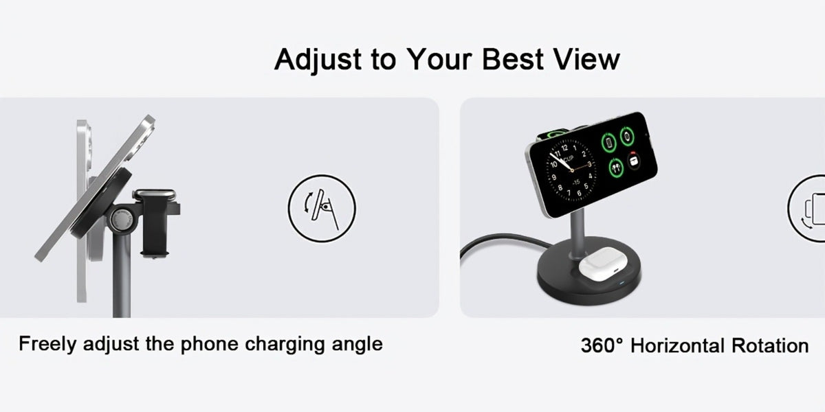 Wireless Charging Station, 3-in-1 Qi-Labeled Stand for iPhone, Apple Watch and AirPods Models in Six Colors