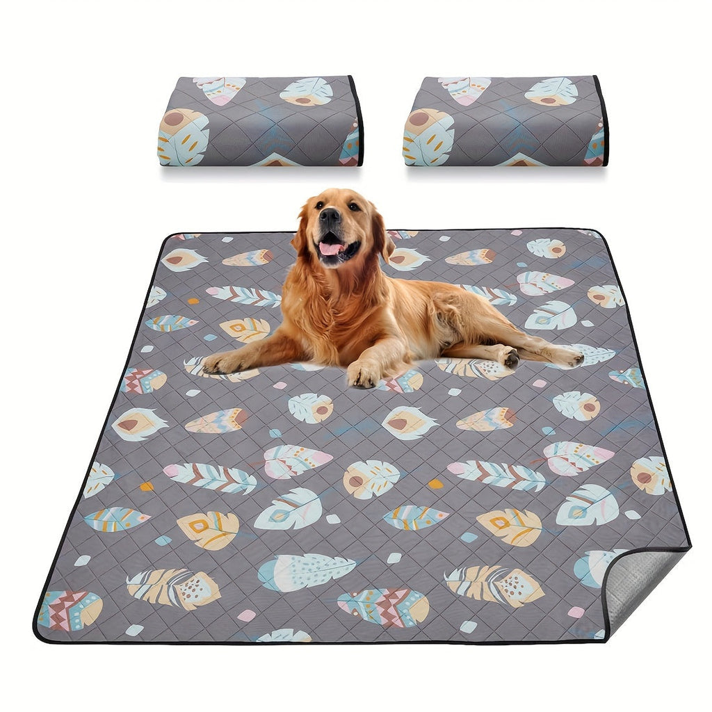 Dog Training Pads Washable Gray Pattern Mat with Four Size-Pack Options and Non-Slip Moisture Barrier