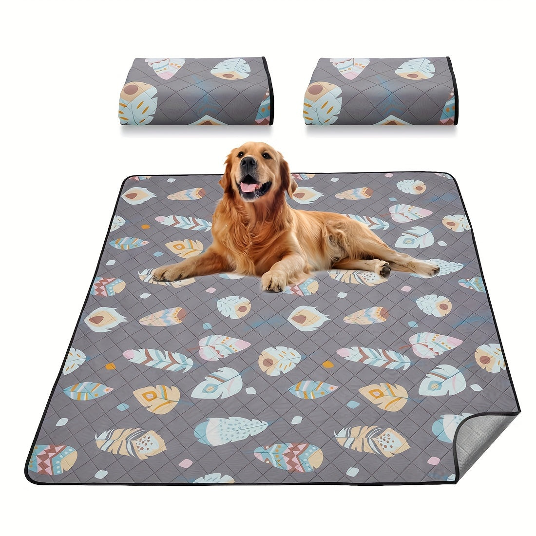Dog Training Pads Washable Gray Pattern Mat with Four Size-Pack Options and Non-Slip Moisture Barrier
