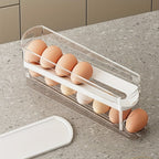White Double-Layer Rolling Egg Dispenser with 38.2 cm Length for Refrigerator Shelf Storage