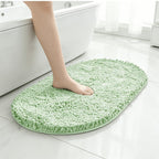 Oval Chenille-Style Bath Mat with Five Color Designs and 40 × 60 to 63 × 95 cm Size Options