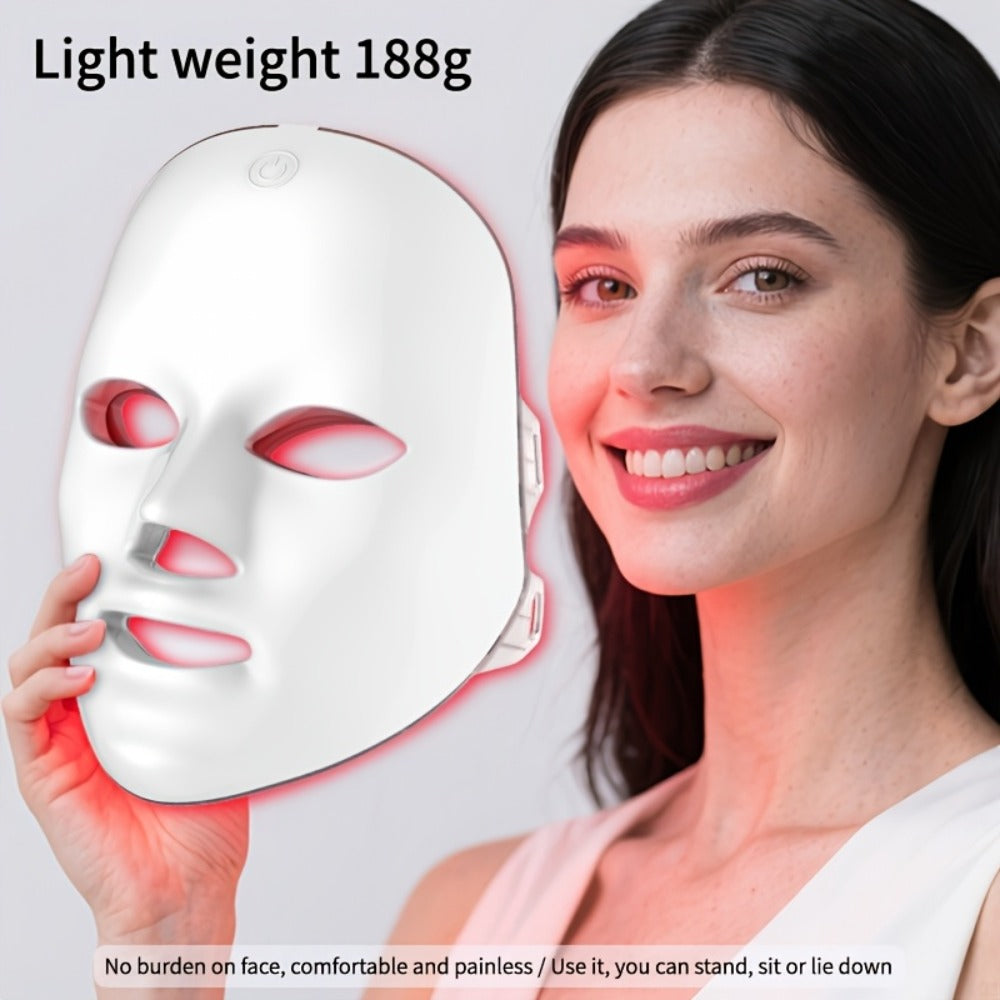LED Light Therapy Facial Mask Device 7 Color Photon Skin Rejuvenation Face Care Beauty Tool for Entryways, Bedrooms and Living Spaces