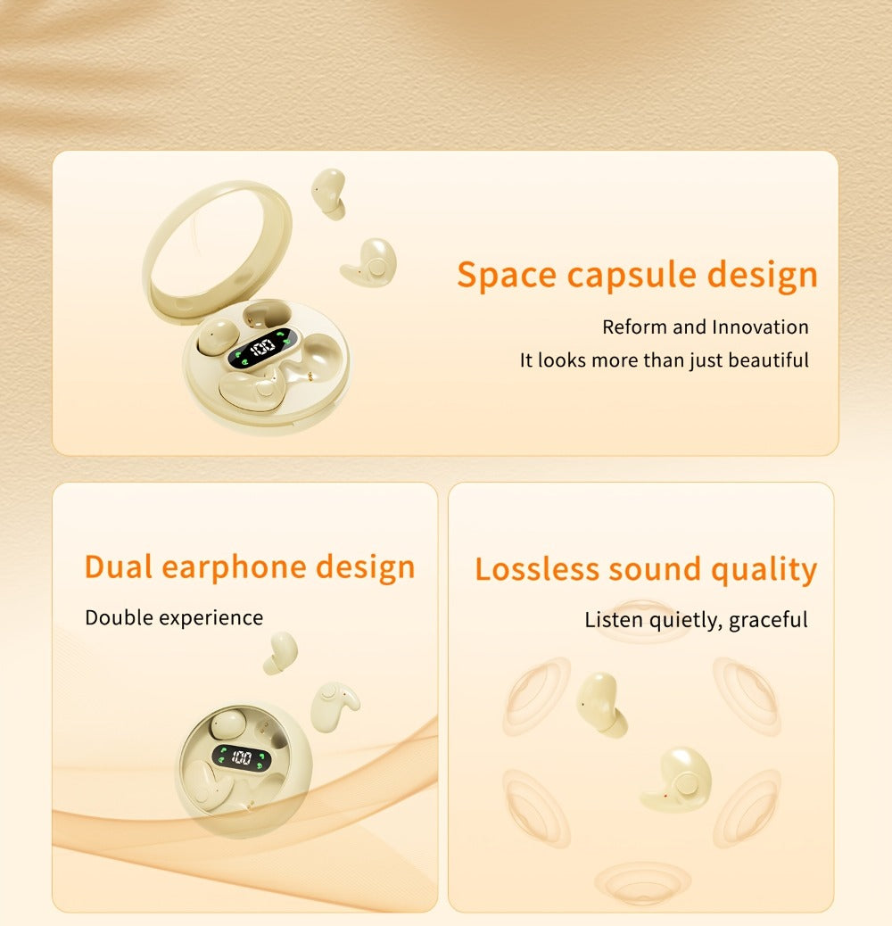 Wireless Earbuds Two-Pair Mini Sleep Set with Digital Display, Type-C Charging and Three Color Options