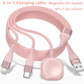 Nylon Braided 3-in-1 Magnetic Charging Cable 1.2M – iWatch Wireless Charger + Lightning Fast Charge + USB-C for iPhone 8–16 Android Samsung