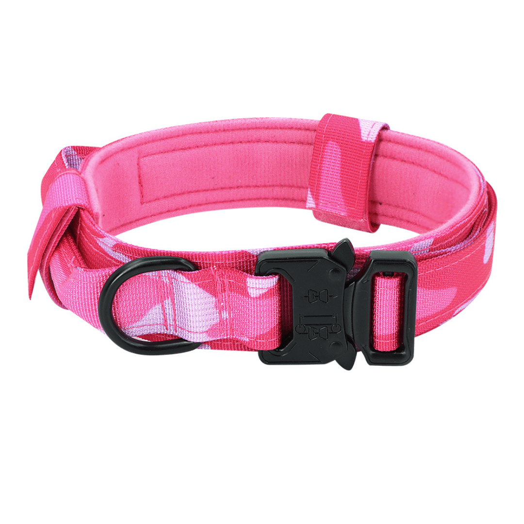Padded Tactical Dog Collar, Pink Camo / Medium (13-17 in)