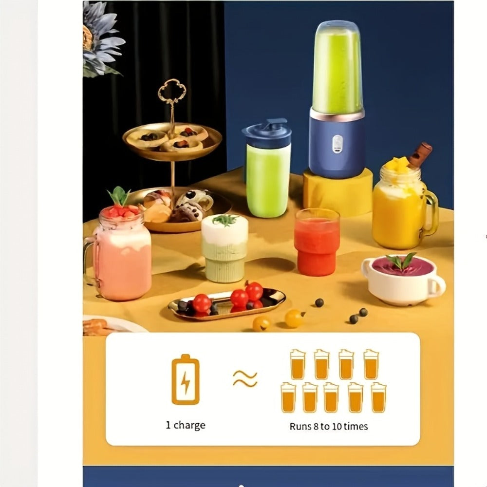 Portable Blender USB Rechargeable Multifunctional – Food Grade PP 13.53oz Mini Blender for Juice, Milkshake & Smoothies