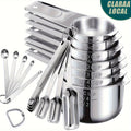 Measuring Cups and Spoons Set Stainless Steel 13-Piece 20-Piece with Leveler Baking for Home Cooking, Dining and Outdoor Meals