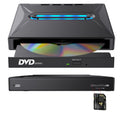 8-in-1 Luminous External CD DVD Drive USB 3.0 & Type-C - Portable CD/DVD±RW Burner Player Hub with 3 USB Ports