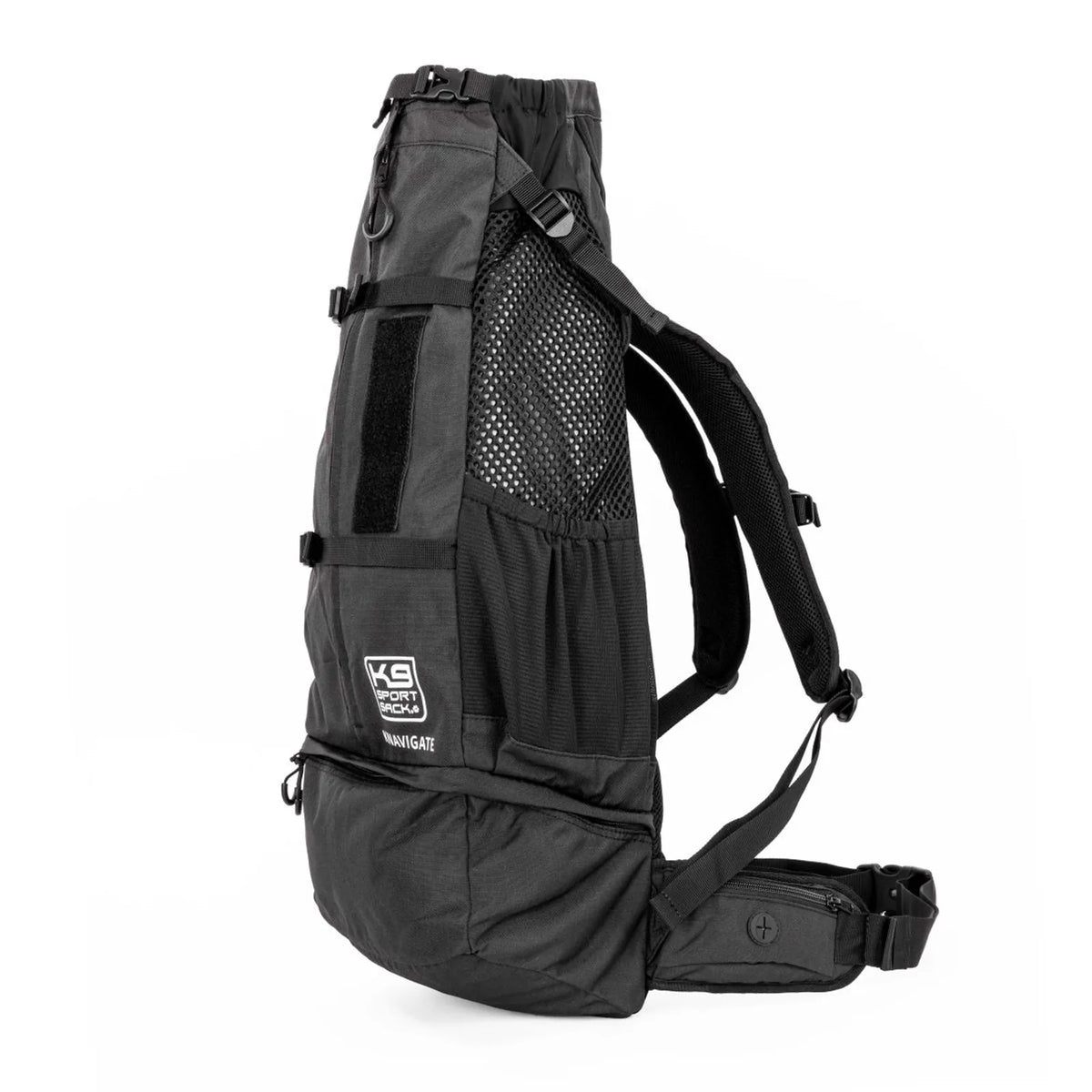 Knavigate | Advanced Dog Carrier with Internal Frame & Hip Belt Medium (17"-19" from collar to tail) / Midnight Black variant