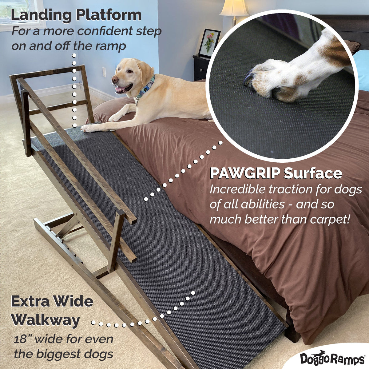 extra wide dog ramp for large dogs to get on bed