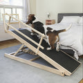 Adjustable Hardwood Dog Ramp for Beds, Clear Natural