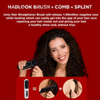 Compact Rechargeable Straightening Brush in Black or White with Display, Comb and USB Cable