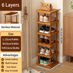 Bamboo-Labeled Freestanding Shoe Rack with Six- or Nine-Layer Checkout Options and Square Shelves