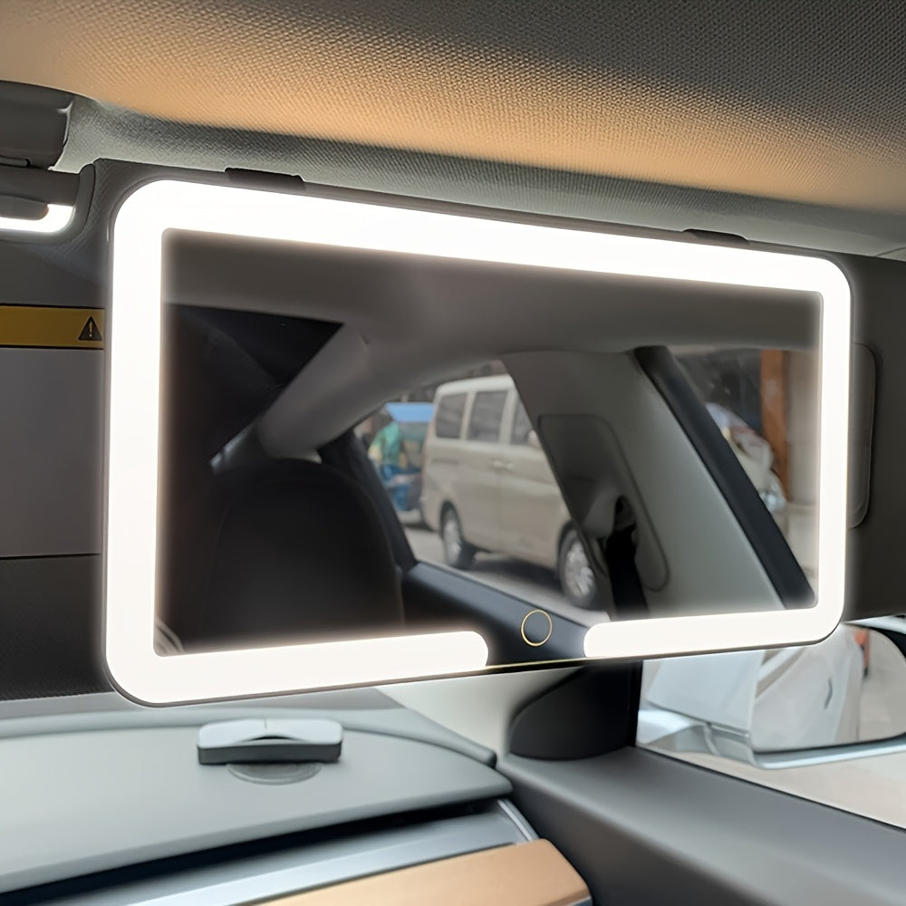 Car Visor Makeup Mirror LED Lighted USB Powered – Sun Visor Vanity Mirror with 3 Light Modes, Universal Fit for Cars Trucks SUVs