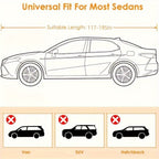 Silver 190T Full Car Cover with Reflective Tabs, Elastic Hem and XL or XXL Size Options for Sedans
