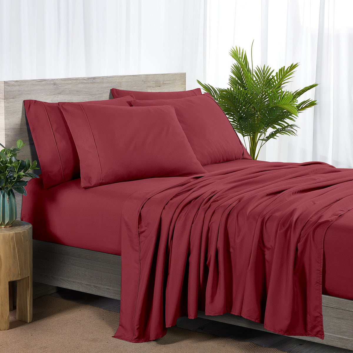 Sheet Set, 2000-Thread-Count 50% Microfiber and 50% Bamboo Blend with 16-Inch Fitted Pocket and Size-Based Pieces