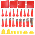Caulking Tool Kit 30 Piece | 16 Reusable Nozzle Tips 8 Connectors 4 Grout Scrapers Stainless Steel | Caulk Finishing Set for Bathroom