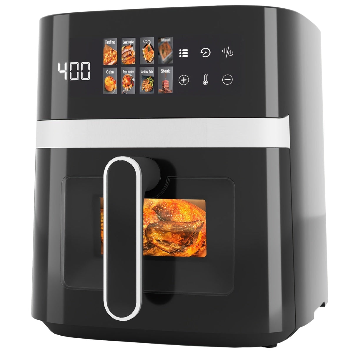 6 Quart Air Fryer with 8 Preset Functions – 6-in-1 Large Capacity Air Fryer Oven with Smart Cook Program, Stainless Steel Rack
