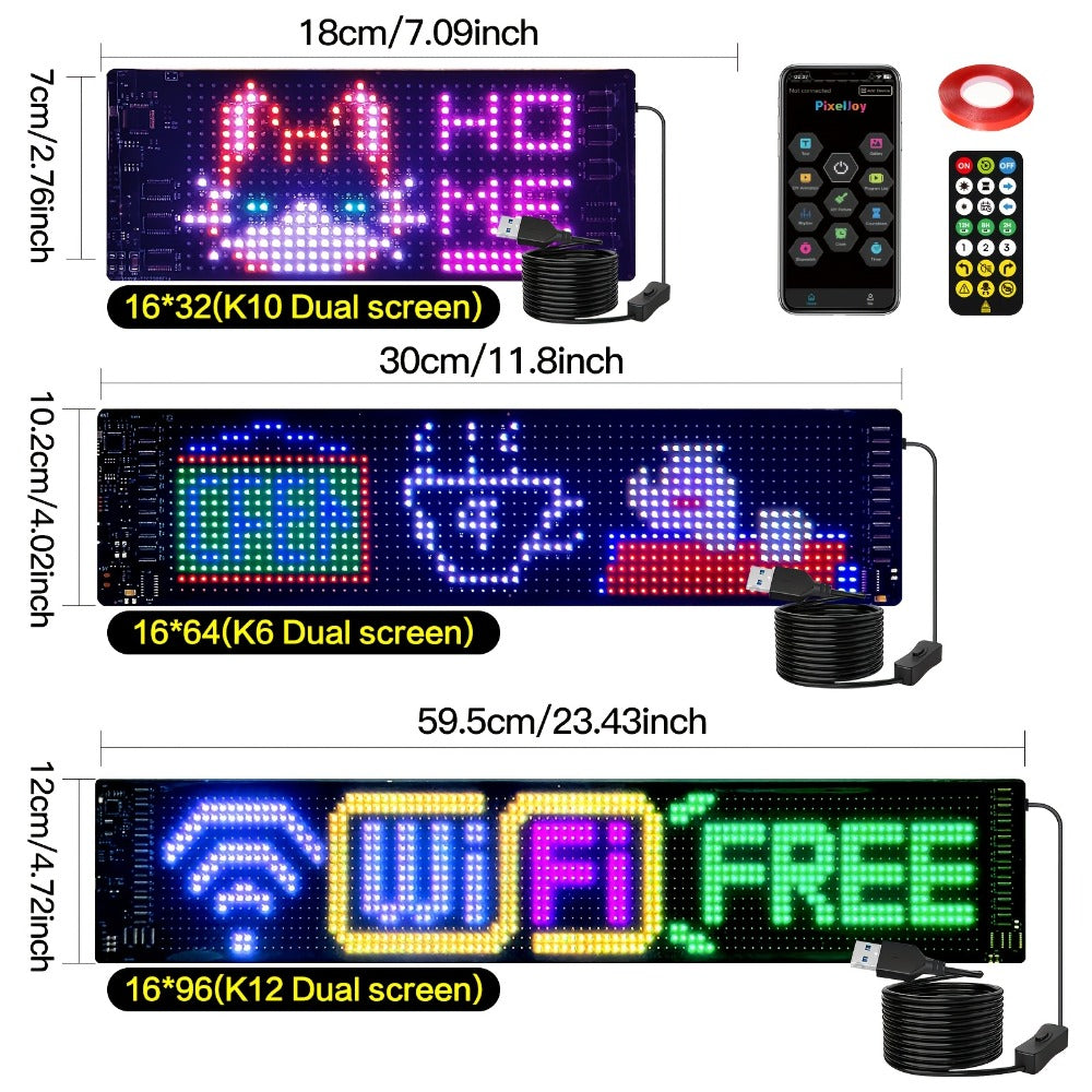 LED Scrolling Display Board with Bluetooth App Control, USB Powered Programmable RGB Matrix Panel for Text