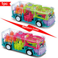 LED Light Up Transparent School Bus Toy with Colorful Flashing Lights, Toddler Toy for Boys & Girls Ages 2+