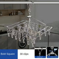 Stainless Steel Hanging Laundry Drying Rack with Square or Round Frame and 30, 40 or 50 Garment Clips