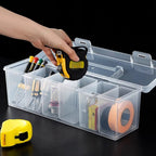 14-Piece Clear Parts Storage Organizer Set with Two Large Handled Boxes and 12 Small Divider Boxes