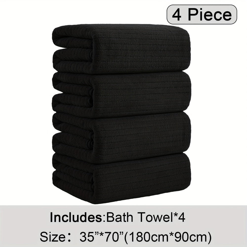 Bath Towels Set 4-Pack Oversized 35 x 70 Inch Microfiber Sheets in 13 Solid Color Options for Home and Guest Use