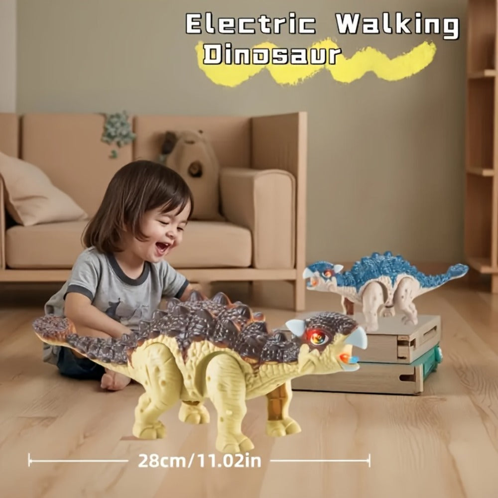 Walking Ankylosaurus Dinosaur Toy with Glowing Lights & Roaring Sound, Interactive Robot Dinosaur for Kids Ages 3-12