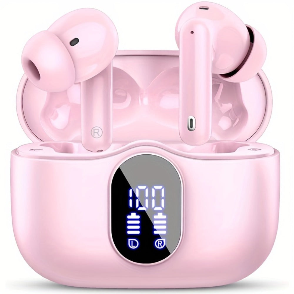 Wireless Earbuds Bluetooth 5.3 with Call Noise Reduction Mic, LED Display Case and Eight Color Options