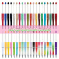 Beadable Pens Bulk 40/60pcs, DIY Bead Ballpoint Pens with Black Ink Shaft, Assorted Random Colors for DIY Crafts