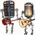 Vintage Microphone Robot Guitar Lamp USB Powered, Retro Decorative Night Light for Music Lovers, Guitar Players