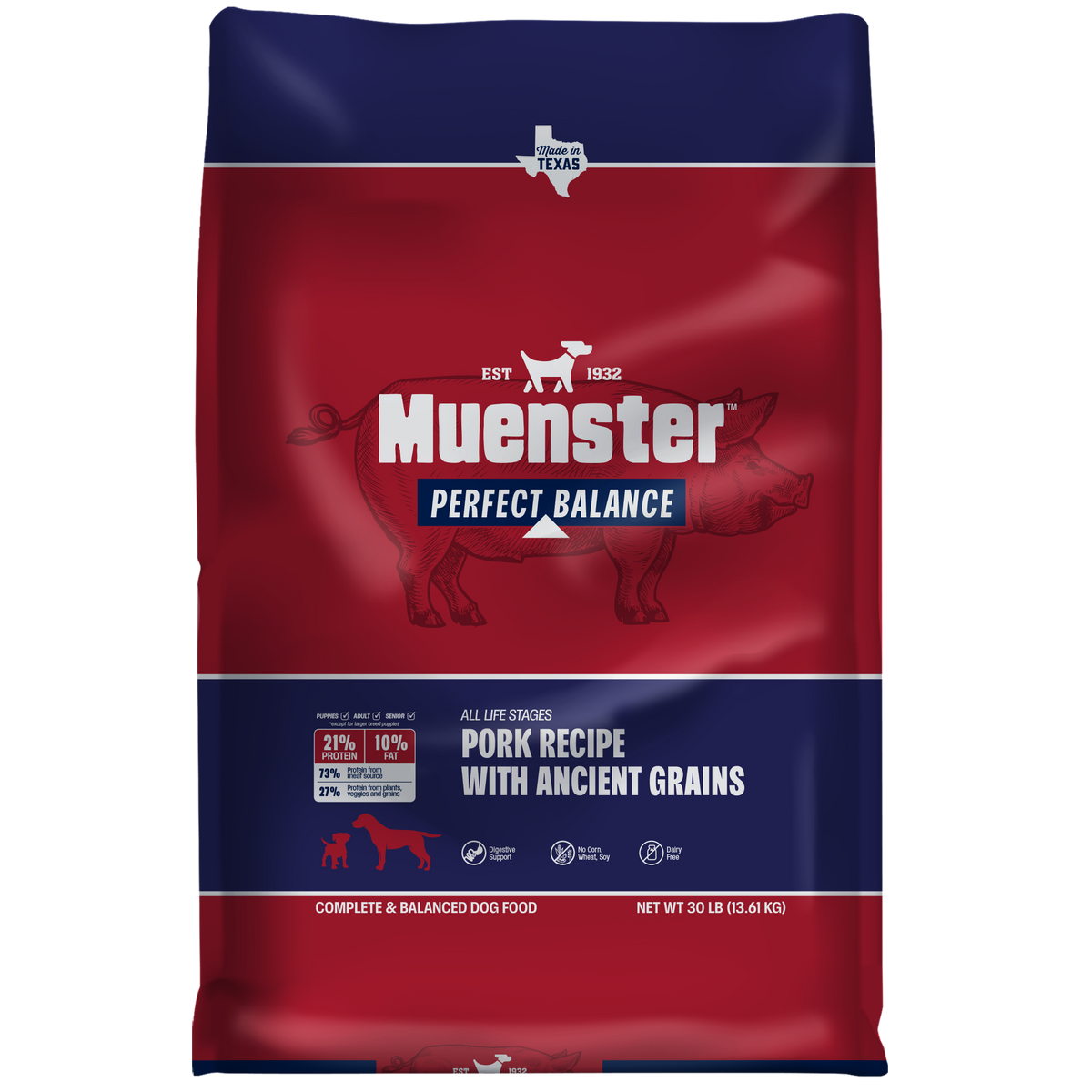 Pork Meal and Ancient Grains Dry Dog Food 30 Pound