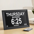 Digital Photo Frame Clock Large Display Calendar Alarm Clock for Seniors USB Powered Supports for Entryways, Bedrooms and Living Spaces
