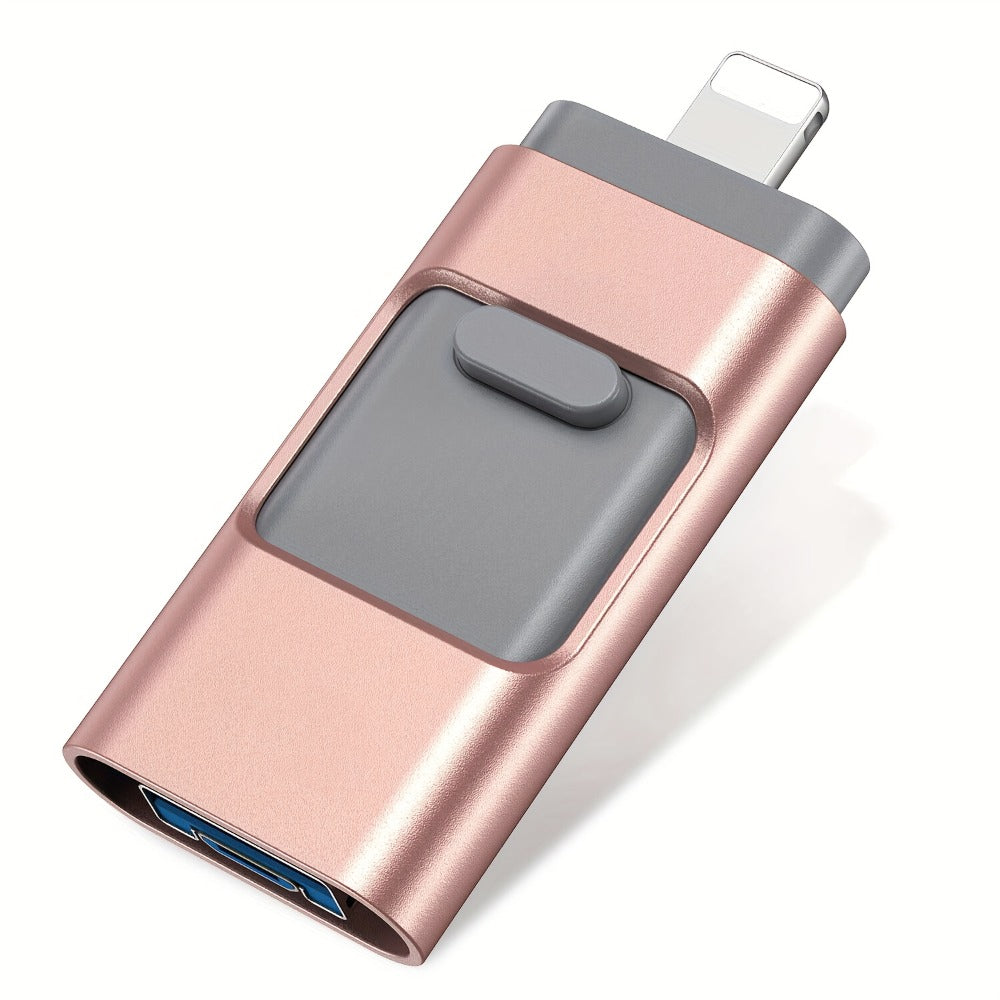 USB Flash Drive 4-in-1 USB 3.0 Multi-Port Memory Stick with 128GB or 256GB Capacity and Sliding Connector Design