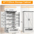 47-Inch Freestanding Kitchen Pantry Cabinet with Storage Drawers and Adjustable Shelves