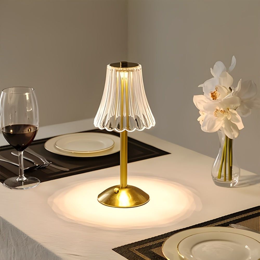 Crystal Atmosphere Lamp Portable, 3-Color Adjustable Touch LED Table Light with Retro Golden Design for Home