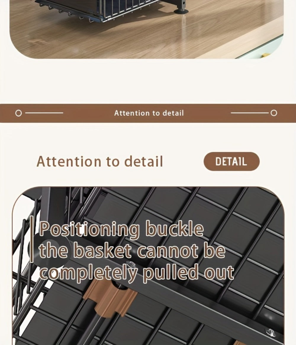 Under Sink Organizer 2-Tier Slide Out Pull Out Drawer Metal Basket Height Adjustable – Under Sink Cabinet Organizer for Kitchen Bathroom