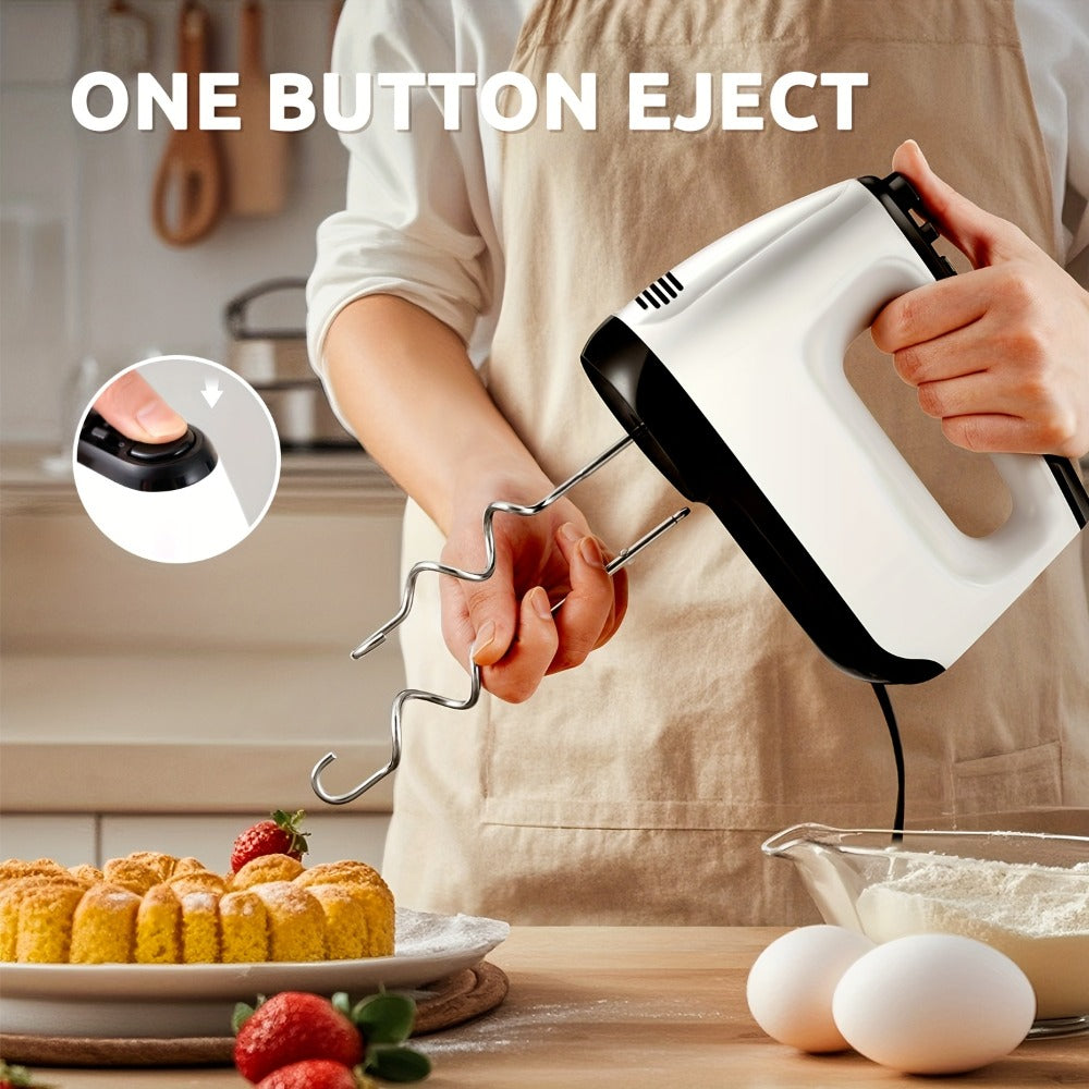 Electric Hand Mixer 6-Speed with Turbo, 5 Stainless Steel Attachments, Snap-On Storage Case, Handheld Mixer for Whipping