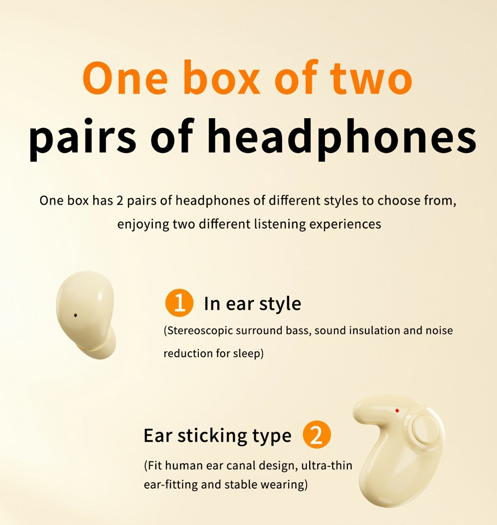 Wireless Earbuds Two-Pair Mini Sleep Set with Digital Display, Type-C Charging and Three Color Options